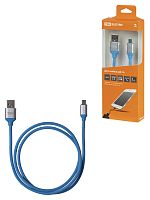 Дата-кабель TDM ДК 16, USB - micro USB, 1 м, силиконовая оплетка, голубой, (1/200)