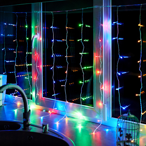 Гирлянда NEON-NIGHT "Светодиодный Дождь" 1,5х1м, свечение с динамикой, прозрачный провод, 230 В, диоды МУЛЬТИКОЛОР (1/48) фото 10