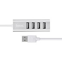 USB-концентратор HOCO HB1, 4 гнезда, 1 USB выход, цвет: белый (1/12/120) (6957531038146)