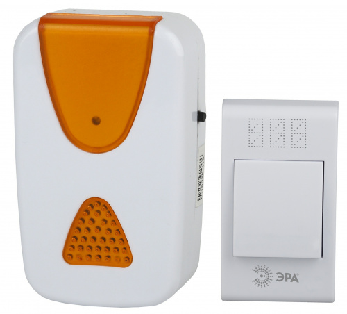 Звонок дверной ЭРА A02 беспроводной аналоговый белый с оранжевым 32 мелодии (1/24/72) (Б0019874) фото 3