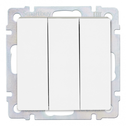Выключатель SMARTBUY 3-клавишный 10А белый IP20 скрытая установка "Нептун" (SBE-05w-10-SW3-0) (1/100)