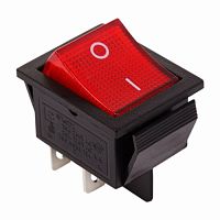 Выключатель клавишный 250V 20А (4с) ON-OFF красный с подсветкой REXANT (10/500) (36-2340)