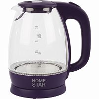 Чайник Homestar HS-1012 (1,7 л) стекло, пластик фиолетовый (1/6)
