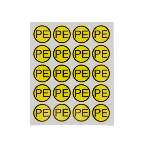 Наклейка знак электробезопасности «PE» d - 20 мм REXANT (20 шт на листе) (100/100)