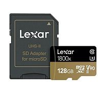 MicroSD  128GB  Lexar Class 10 UHS-II 1800х + SD адаптер