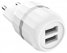 Блок питания сетевой 2 USB HOCO, C41A, Wisdom, 2400mAh, пластик, кабель Type-C, цвет: белый (1/21/126)