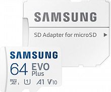 Карта памяти MicroSD  64GB  Samsung Class 10 Evo Plus U1 (R/W 130 MB/s) + SD адаптер (MB-MC64KA/EU)