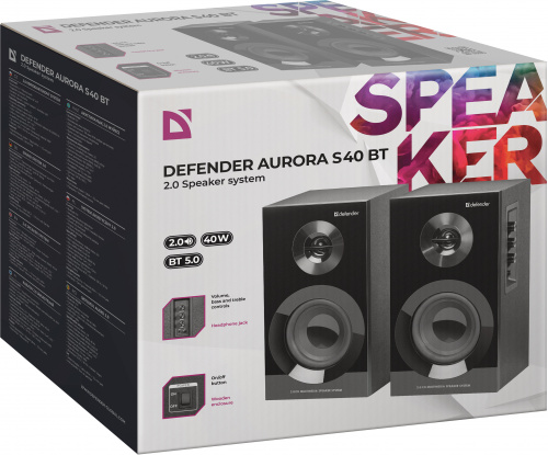 Акустическая система DEFENDER 2.0 Aurora S40 BT, черный, 40Вт, bluetooth, 220В (1/4) (65240) фото 9