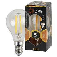 Лампа светодиодная ЭРА P45-5W-827-E14 (филамент, шар, 5Вт, тепл, E14) (10/100/3000)