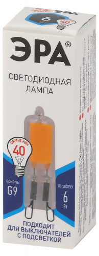 Лампа светодиодная ЭРА STD LED JCD-6W-GL-840-G9 G9 6Вт капсула нейтральный белый свет (1/500) (Б0049086) фото 3