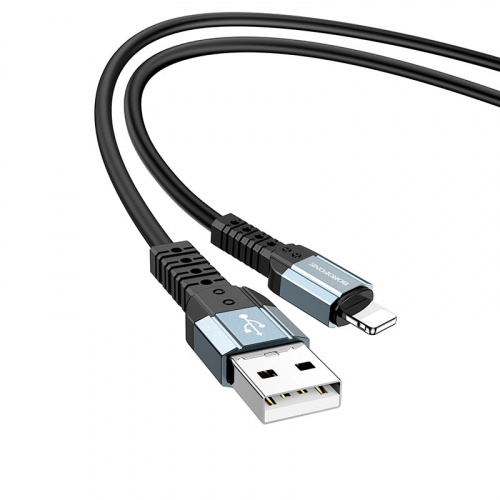 Кабель USB - 8 pin Borofone BX64, 1.0м, круглый, 2.4A, силикон, цвет: чёрный (1/30/300) (6974443381481)