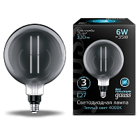 Лампа светодиодная GAUSS Filament G200 6W 330lm 4000К Е27 gray straight 1/6 (154802205)