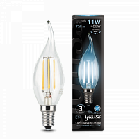 Лампа светодиодная GAUSS Filament Свеча на ветру 11W 830lm 4100К Е14 1/10/50 (104801211)