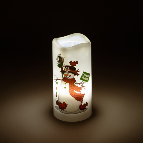 Проектор ЭРА светодиодный EGNDS -SN светильник новогодний Свеча Снеговик теплый свет 4 LED 3*AAA 15 см (1/50) (Б0060552) фото 5