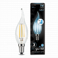 Лампа светодиодная GAUSS Filament Свеча на ветру 7W 580lm 4100К Е14 шаг. диммирование 1/10/50 (104801207-S)