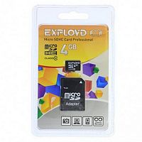 Карта памяти MicroSD  4GB  Exployd Class 10 + SD адаптер (EX004GCSDHC10-AD)