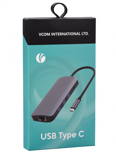 USB-концентратор USB3.1 Type-CM-->HDMI 4K*60Hz +3USB3.1(10Гбс)+RJ45+TF+SD+PD VCOM <CU4641> (1/125) фото 4