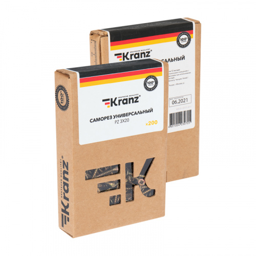 Саморез универсальный KRANZ 3х20, желтый цинк, упаковка поставщика ( 32 000 шт. ) (32000/32000) фото 3