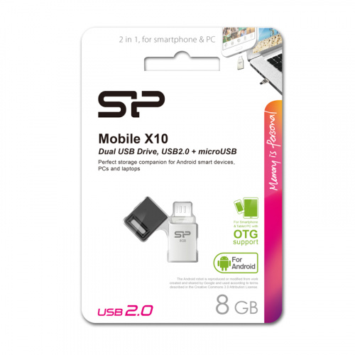 Флеш-накопитель яUSB  8GB  Silicon Power  Mobile X10  (USB+microUSB)  for Android smartphones (SP008GBUF2X10V1C) фото 14