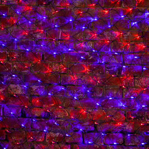 Гирлянда NEON-NIGHT "Сеть" 2х1,5м, черный ПВХ, 288 LED Красные/Синие (1/10) (215-023)