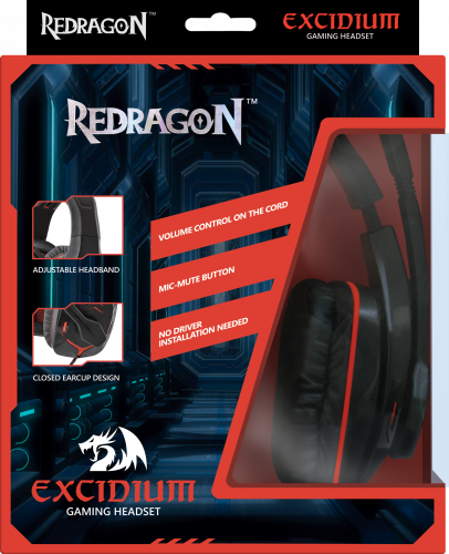 Гарнитура REDRAGON Excidium красный/черный, кабель 2,2 м. (1/20) (64200) фото 7