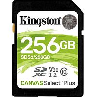 Карта памяти SDXC  256GB  Kingston Class 10 UHS-I U3 V10 Canvas Select Plus (100 Mb/s) (SDS2/256GB)