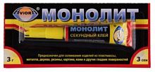 Cуперклей Секундный AVIORA МОНОЛИТ 3 г, 12 шт. на листе (12/288) (403-001)