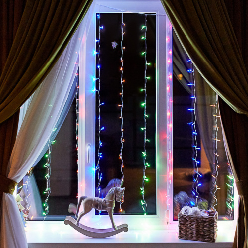 Гирлянда NEON-NIGHT "Светодиодный Дождь" 2,5x2 м, свечение с динамикой, прозрачный провод, 230 В, диоды МУЛЬТИКОЛОР (1/24) фото 12