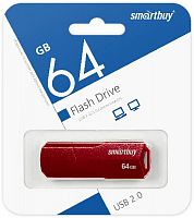 Флеш-накопитель USB  64GB  Smart Buy  Clue  бордовый (SB64GBCLU-BG)