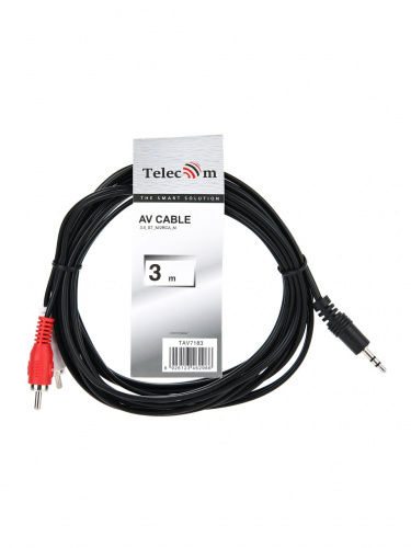 Кабель соединительный TELECOM 3.5 Jack (M) / 2xRCA (M), стерео, аудио, 3 м. (1/200) (TAV7183-3M) фото 3