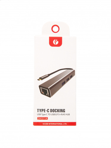 USB-концентратор USB 3.1 Type-Cm --> RJ-45+3port USB3.0(f) Aluminum Shell VCOM <DH311A> (1/150) фото 5