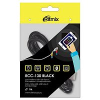 Кабель RITMIX RCC-130, черный, USB 2.0 - USB Type-C, 1 м. (1/100) (15118998)
