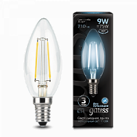 Лампа светодиодная GAUSS Filament Свеча 9W 710lm 4100К Е14 1/10/50 (103801209)