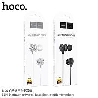 Наушники внутриканальные HOCO M96 Platinum, микрофон, кнопка ответа, кабель 1.2м, цвет: чёрный (1/31/310)