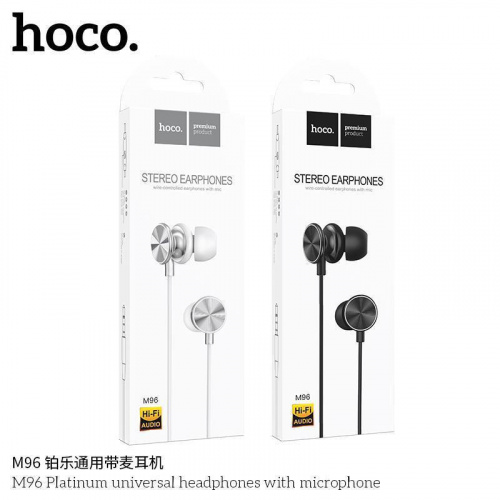 Наушники внутриканальные HOCO M96 Platinum, микрофон, кнопка ответа, кабель 1.2м, цвет: чёрный (1/31/310) (6931474770684)