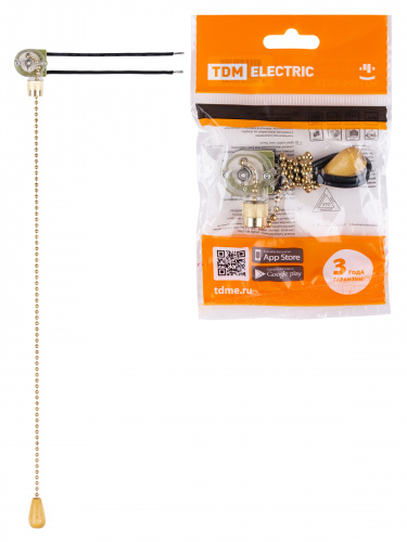 Сонетка-выключатель для бра с цепочкой 3А 250В золото TDM (1/500)