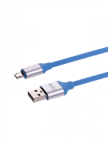 Дата-кабель TDM ДК 16, USB - micro USB, 1 м, силиконовая оплетка, голубой, (1/200) (SQ1810-0316) фото 3