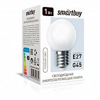 Лампа светодиодная SMARTBUY Matte G45-01W/3000/E27 (SBL-G45C-01-30K-E27) (10/100) (SBL-G45-01-30K-E27)