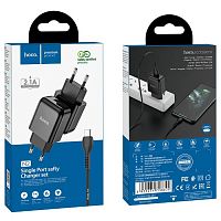 Блок питания сетевой 1 USB HOCO, N2, Vigour, 2000mA, пластик, огнестойкий, кабель микро USB, X37 cool, цвет: чёрный (1/12/120)