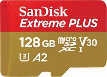 MicroSD  128GB  SanDisk Class 10 Extreme Plus (170 Mb/s) + SD адаптер