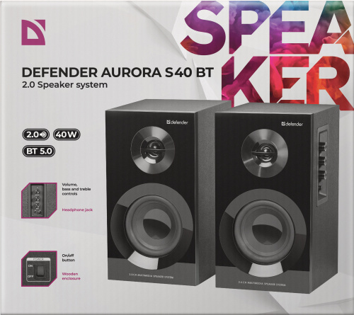 Акустическая система DEFENDER 2.0 Aurora S40 BT, черный, 40Вт, bluetooth, 220В (1/4) (65240) фото 11