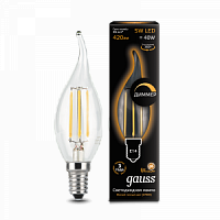 Лампа светодиодная GAUSS Filament Свеча на ветру 5W 420lm 2700К Е14 диммируемая 1/10/50 (104801105-D)