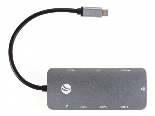 USB-концентратор USB3.1 Type-CM-->HDMI 4K*60Hz +3USB3.1(10Гбс)+RJ45+TF+SD+PD VCOM <CU4641> (1/125) фото 14