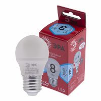 Лампа светодиодная ЭРА RED LINE LED P45-8W-840-E27 R E27 / Е27 8Вт шар нейтральный белый свет (10/100/3600) (Б0049645)