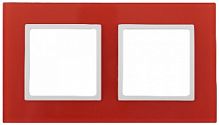 Рамка ЭРА, серии ЭРА Elegance, скрытой установки, на 2 поста, стекло, красный+бел