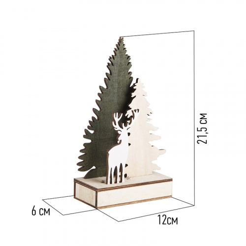 Фигурка деревянная NEON-NIGHT с подсветкой "Елочка с оленем" 12*6*21,5 см (1/48) фото 13