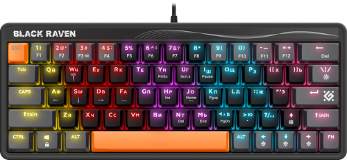 Клавиатура механическая игровая Defender Black Raven GK-417 RU,3цвета,радужная,63кн, черный (1/20) (45414)