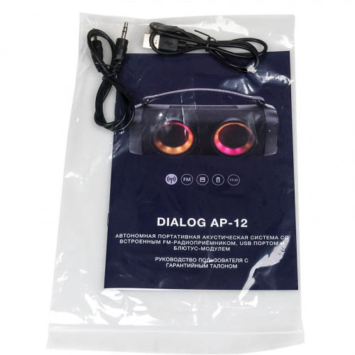 Портативная акустика Dialog Progressive AP-12, 1.0, 15W RMS, Bluetooth, FM+USB reader, LED, черный фото 3