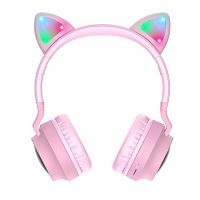 Наушники полноразмерные HOCO W27, Cat Ear, bluetooth, цвет: розовый(1/30)