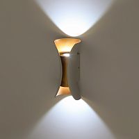 Светильник светодиодный ЭРА настенный декоративный WL42 WH+GD 10Вт 3500К белый/золото IP54 для интерьера, фасадов зданий (1/40) (Б0054421)